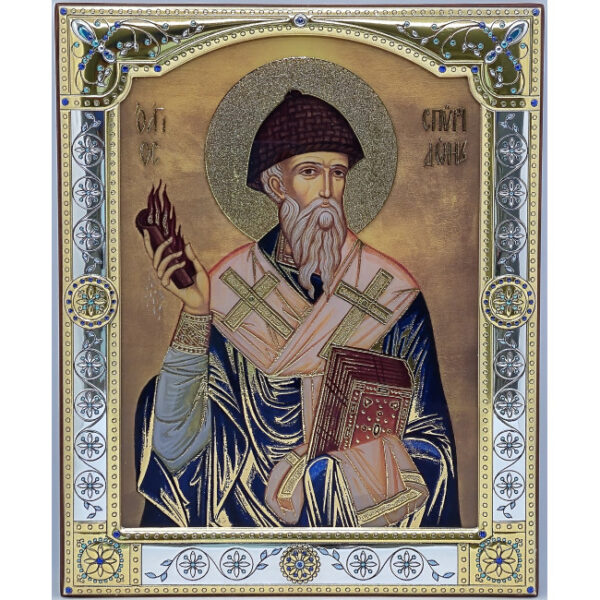 SA7022/3O Ікона срібна Святий Спиридони 11,6x14,3 см