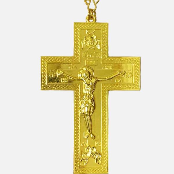 Хрест нагрудний жовтий великий 003622