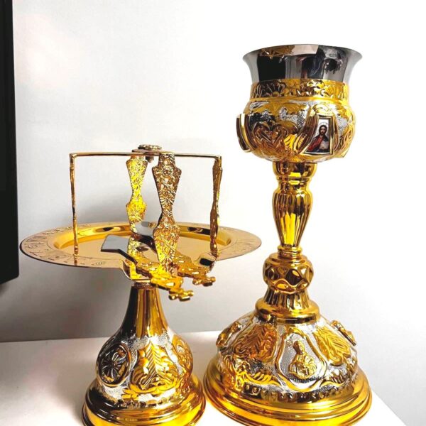 Євхаристійний набір 001446 грецький золочений з іконами 0,5 л