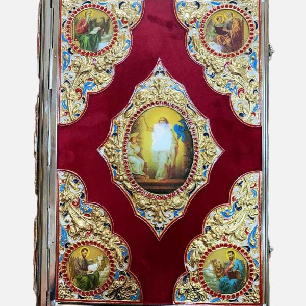 Євангеліє 005197 (червоний бархат,емаль,позолота,ребро)