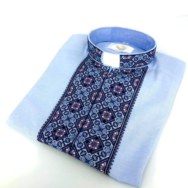 Вишиванка під колоратку 002163 Sky Blue TRAD