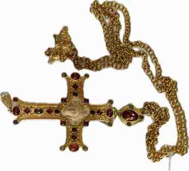 Хрест нагрудний 003462 з прикрасами лик слонова кістка SIN