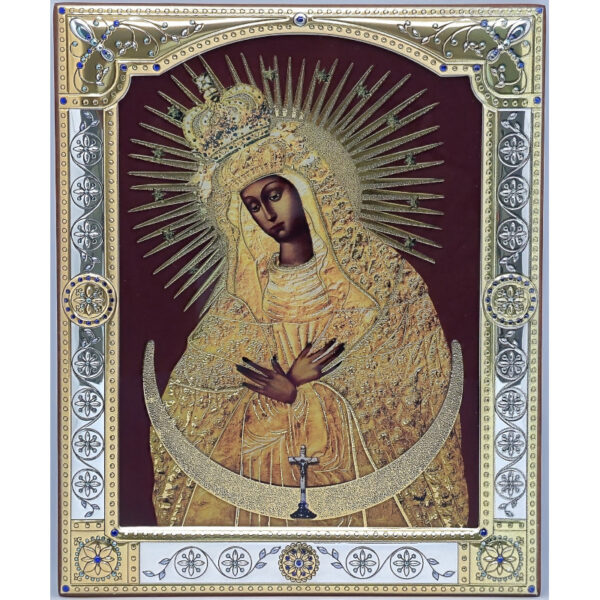SA7019/4O Ікона срібна Остробрамська Богородиця в ризі 16,7x20,6 см