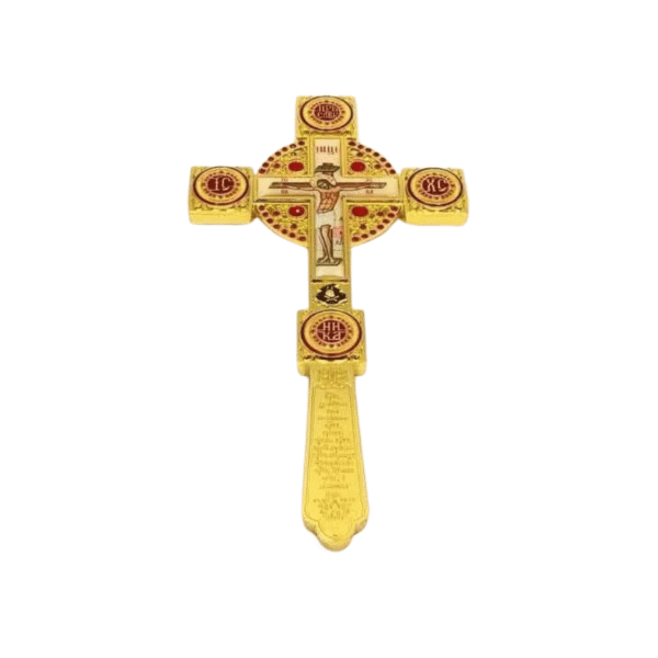 Хрест напрестольний 007857 оздоблений камінням агату