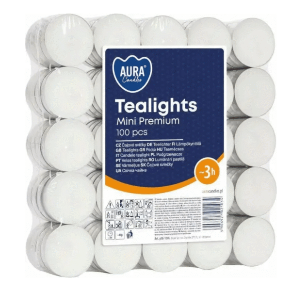 Свічки чайні Tealights 3 години згоряння 100 штук Aura Bispol
